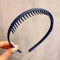 Morandi deep blue matte headband with non-slip teeth for women and girls - 5# Comb-Navy Blue