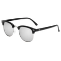 Lunettes de soleil Clubmaster demi-cerclées noires avec des verres miroirs argentés - Monture Noir Argent Miroir Blanc