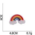 Embroidered rainbow patch with white clouds measuring 3cm by 4.8cm for garment DIY - Style 5 Mini Rainbow