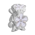 Silver flower bead with white enamel petals for DIY snake chain jewelry bracelets - Normal Specification / Double Layer White Enamel Flower (4)