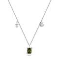 Collana Sagittario in argento S925 con gemma smeraldo e pendenti ad ancora e stella - Stile Sagittario Con Gemma Verde / Argento Sterling S925 (Argento)