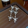 Silver long-drop butterfly earrings with sparkling crystal rhinestones for women - Silver Full Zircon Butterfly Tassel (E0015)