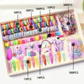 Princess style girls hair accessory set with rainbow clips and pastel elastic bands - B62 (844-Piece OPP Set No Box)