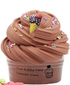 Brown scented butter slime in a clear cup with candy sprinkles and mini ice cream cone toy - 50ml / Coffee Ice Cream