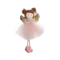 Angelo decorativo con gonna in tulle rosa, ali dorate e cuore glitter argento fatto a mano - Angelo in rete / Rosa (Cuore)