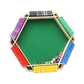 Hexagonal wooden board game with green felt and colorful numbered tiles for family fun - 6-Sided 6-Color Hexagon Shut The Box (White Box)