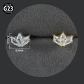 Detailed size specifications for G23 titanium stud earrings in silver and gold finish - Fan/Multi-Gem NO-10