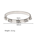Detail view of a 6mm steel bangle with baguette-cut zircons and 64mm inner diameter - Five Baguette Zirconia Style (HF-B5175-S)