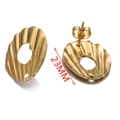 Golden irregular wavy floral stud earring with textured surface measuring 23mm height - Gold C (23MM)