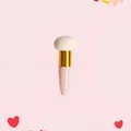 Detail of mushroom makeup sponge with gold ferrule and ergonomic pink handle for foundation - Single Pack / Gold Tube + Beige Mushroom Head