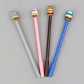 Set of 4 cute cartoon pens featuring hamburger characters in brown, blue, pink, and grey - Cartoon Animal Burger Style Gel Pen