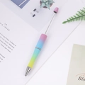 DIY beaded ballpoint pen featuring pastel macaron gradient colors with a metal rod - Purple Blue Yellow Gradient
