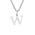 Collar de acero inoxidable plateado pulido con colgante de letra W y cadena de eslabones - Letra W (Plateado)