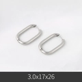 Minimalist silver stainless steel U-shaped hoop earrings in 17x26mm oval design - 3*17*26mm / Steel