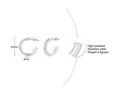 Polished silver 25mm C-shaped stainless steel hoop earrings with stud back for women - 25mm / Steel