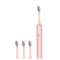 Pink sonic electric toothbrush kit with 3 replacement brush heads and 6 cleaning modes - 101 Pink (4 Heads)