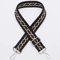 Adjustable wide replacement strap for handbags with woven chain pattern and silver hardware - No.314 Black Chain - Silver Hook