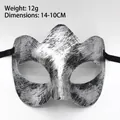 Silver and black brushed texture half-face masquerade mask with dimensions and weight - King Silver