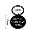 Black stainless steel keychain with funny Mom message and heart on 30mm round tag - Black Mom Round / 30MM