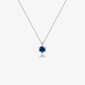 Elegant s925 silver necklace featuring a round blue zircon in a classic six-prong setting - Necklace / Blue / 18K Gold