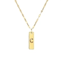 Collana con ciondolo rettangolare dorato e lettera C con cristalli colorati - Lettera C
