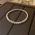 Elegant silver tennis bracelet with sparkling white zircon stones on a gray jewelry tray - Silver Full Rhinestone