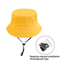 Sombrero de pescador de algodón amarillo con barboquejo desmontable a prueba de viento - Amarillo