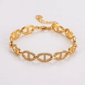 Pulsera de eslabones dorados con circonitas brillantes y cierre de langosta ajustable - Oro de 18K