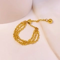 Elegant multi-layer gold bead chain bracelet with adjustable sliding toggle closure - F10103 Rice Bead Gold