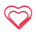 Pink heart-shaped metal paperclip with creative minimalist double-layered wire design - Pink