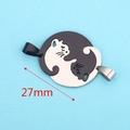 Black and silver stainless steel cat yin yang pendant set with 27mm diameter size - Round Cat / Round Cat - Silver/Black