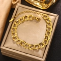 Elegant 18K gold plated double-layer twist chain bracelet in stainless steel on silk - Gold Double Layer Link Chain (B-45)