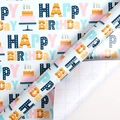 Colorful Happy Birthday wrapping paper with grid lines for easy cutting and styling - Birthday Series-Cake Letters / 0.43*3m