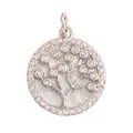 DIY Tree of Life charm pendant in S925 silver with white enamel and micro-pave zircons - Tree of Life-White Gold-MOP