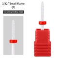 Ceramic nail drill bit 3/32 inch small flame shape fine F grit with red base - HF-24 Small Flame Ceramic Drill Bit (F Fine)