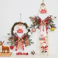 Korean style Christmas rattan wreath set with Santa doll and red berry pine decorations - Korean Style 2-Piece Set