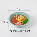 5cm Realistische Miniatur-Ramenschüssel mit Garnelen und Mais in hellblauer Schale - Doppel-Garnelen-Spargel-Nudeln / Ohne Clip