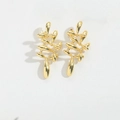 Elegantes aretes dorados en forma de hoja con diseño abstracto de vid en metal pulido - Estilo Gota de Agua
