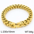 Men's thick golden dragon bone chain bracelet with 10mm width and polished finish - 10mm Width (KB167191-KFC)