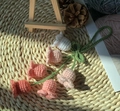 Handmade crochet Lily of the Valley car charm in pink and white yarn with green leaves - 6 Flowers Pink Lily of the Valley