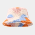 Sombrero de pescador de lana de cordero sintética para mujer con diseño de patchwork - Talla única / Estilo de Patchwork de Cuatro Colores Arcoíris (3#色)