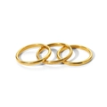 Detailed view of three minimalist 18k gold-plated stainless steel stackable thin rings - Gold Stackable Set (TR4046-6)