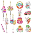 Kit de pintura de diamantes de Pascua con colgantes de conejos, huevos y gnomos DIY - Juego de decoración colgante de dibujos animados