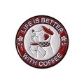 Pin's en émail avec chien blanc, béret rouge et texte Life is Better with Coffee - Style Chien à Béret (QHXZ4854)