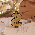 Addobbi natalizi a forma di dollaro nero e giallo con bordo dorato, altezza 12 cm - Segno del Dollaro
