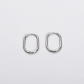 Minimalist silver oval stainless steel earrings with geometric U-shape hoop design - Silver 2.0*8*14