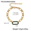 Detailed specs of gold stainless steel bracelet with green zircon horseshoe clasp - Golden Green Zirconia Bracelet (TXE202)