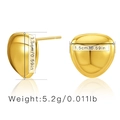 Macro shot of mirror-polished gold-plated teardrop earrings with dimensions and weight - Rounded Studs (KE0104) / High Shine Gold