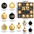 44-teiliges Weihnachtsball-Set in Schwarz und Gold mit glitzernden und matten Kugeln - Schwarzgold-Stil