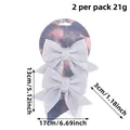 Set di 2 fiocchi argento glitterati per decoro albero di Natale su carta leopardata - 2 Pz/Confezione / Argento
